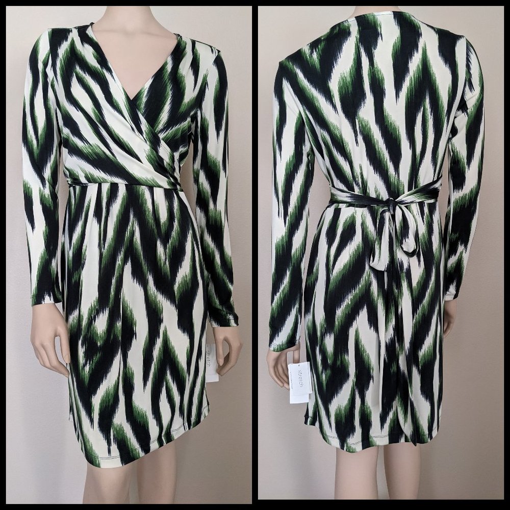 Long Sleeve Wrap Zebra Print Dress Size 4 by eci